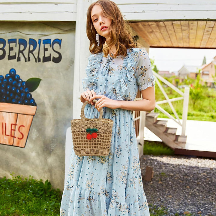 NICOLE & DORIS Stroh Umhängetasche Damen Strohtaschen Sommer Strandtasche Schultertasche Klein Handy