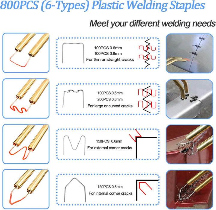 150W Kunststoff Schweissgerät, 2-in-1 kunststoff Schweissen Maschine mit 800PCS Schweissnägel (6-Mod