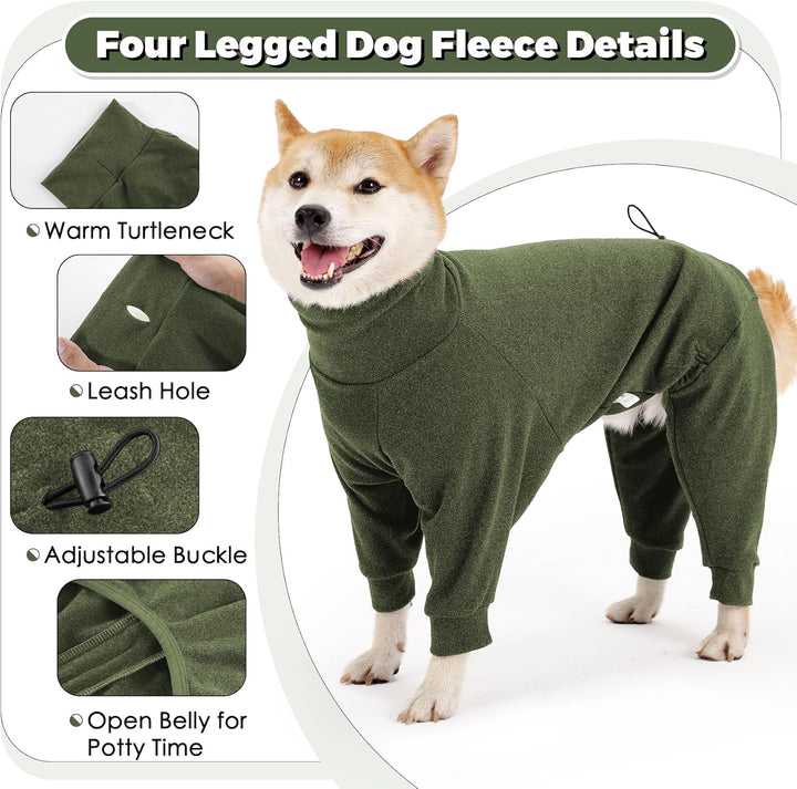 Dotoner Fleece Hundepullover Wintermantel Hundemantel Grosse Hunde Fleecejacke mit Beinen Hundebadem