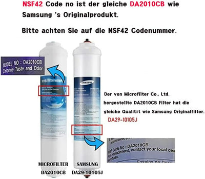 MICROFITER DA2010CB,DA29-10105J, Inline-Wasserfilter, NSF42 Certified,Compatible mit Samsung DA29-10