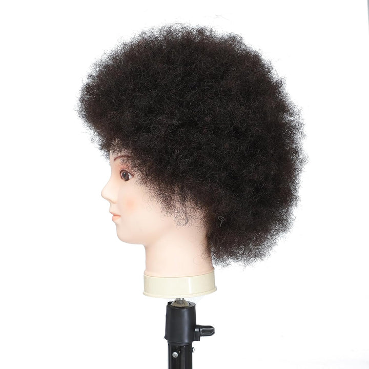 Tcwuzick Ausbildung Kopf African American mit 100% Echthaar Schaufensterpuppe Kopf Kosmetologie Afro