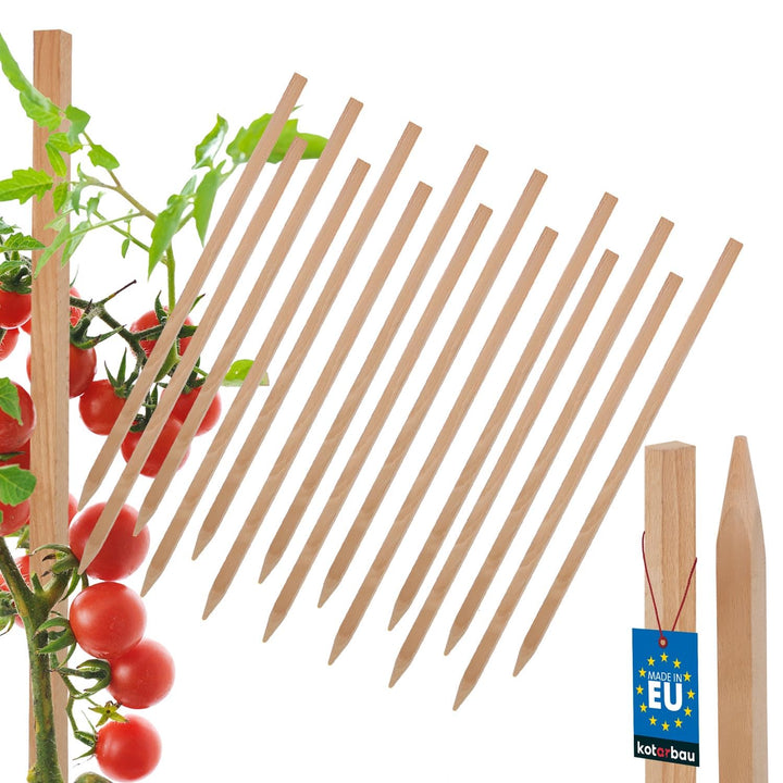 KOTARBAU® 15er Set Tomatenstäbe Pflanzstäbe 40 cm Zaunpfahl Holzpfosten Holzpflock angespitzt Pflanz