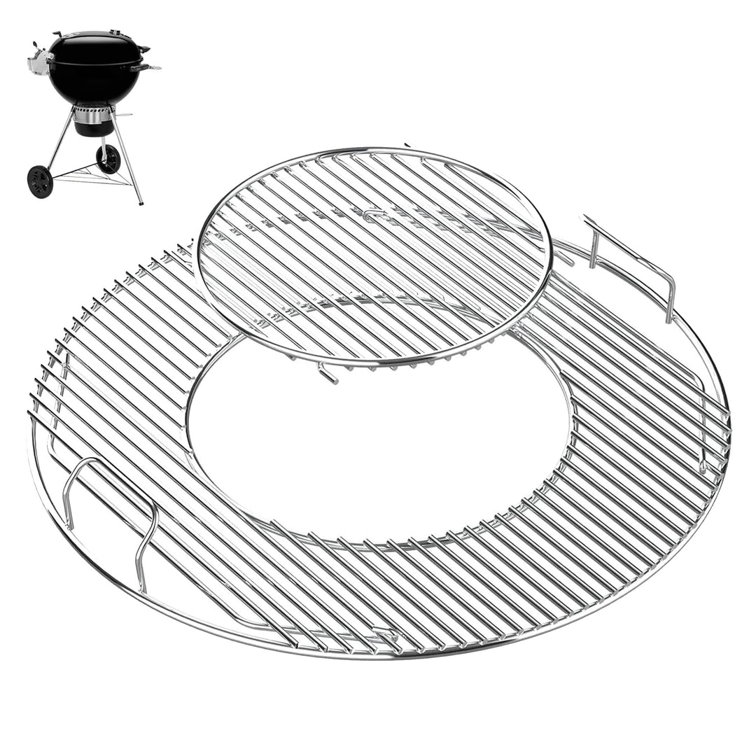 Grillrost Edelstahl, 54.5cm, Grillrost Rund mit Griff, Rund Grillrost für Weber 57CM Holzkohlegrills