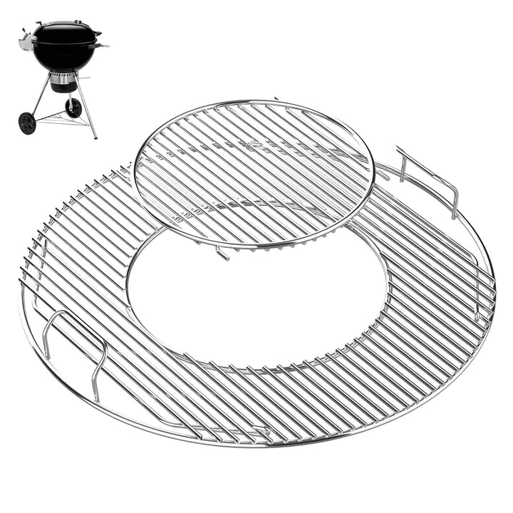 Grillrost Edelstahl, 54.5cm, Grillrost Rund mit Griff, Rund Grillrost für Weber 57CM Holzkohlegrills