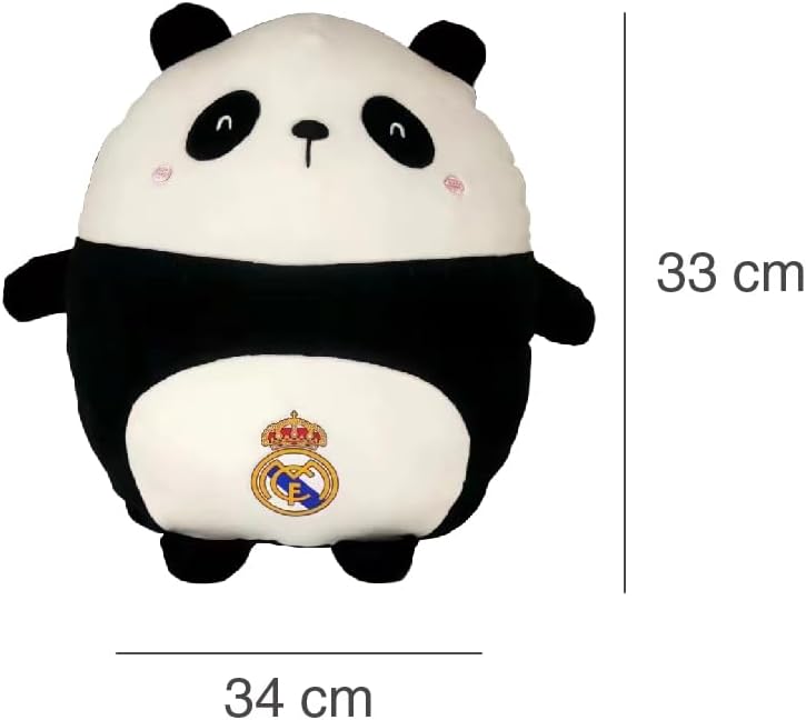 CyP Brands- Real Madrid Plüschpuppe, Panda, 30 cm, Schwarz und Weiss, offizielles Produkt