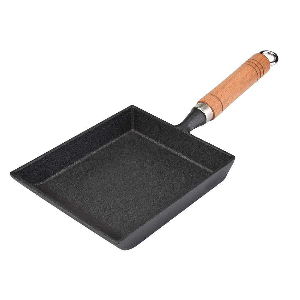 ASHATA Japanische Mini Tamagoyaki Omelett-Eierrolle, quadratische Pfanne aus Gusseisen, rechteckig,