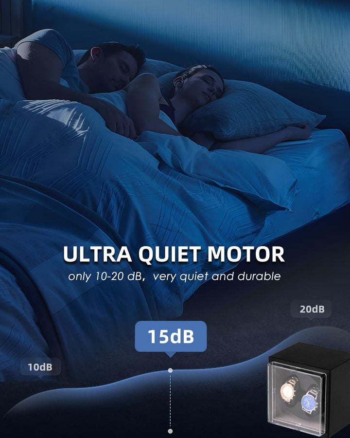 Mxmoonant Automatische Uhrenbeweger für 2 Uhren, 5 Rotationsmodi mit leisem Motor, AC-Adapter & Batt