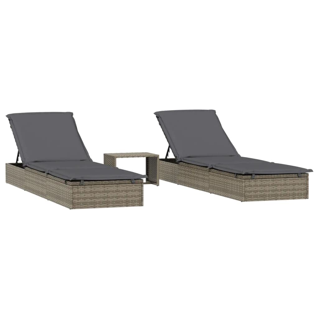 vidaXL Sonnenliege 2 STK., Gartenliege Verstellbare Sitzfläche, Liegestuhl Liege mit Tisch, Relaxlie