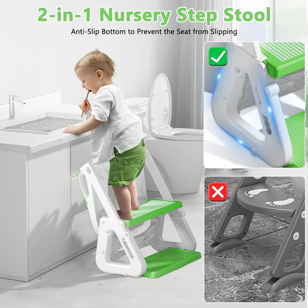 Toilettensitz Kinder mit Treppe,Kinder WC Sitz Toilette für Kinder mit Gepolstertem Sitz,Höhenverste