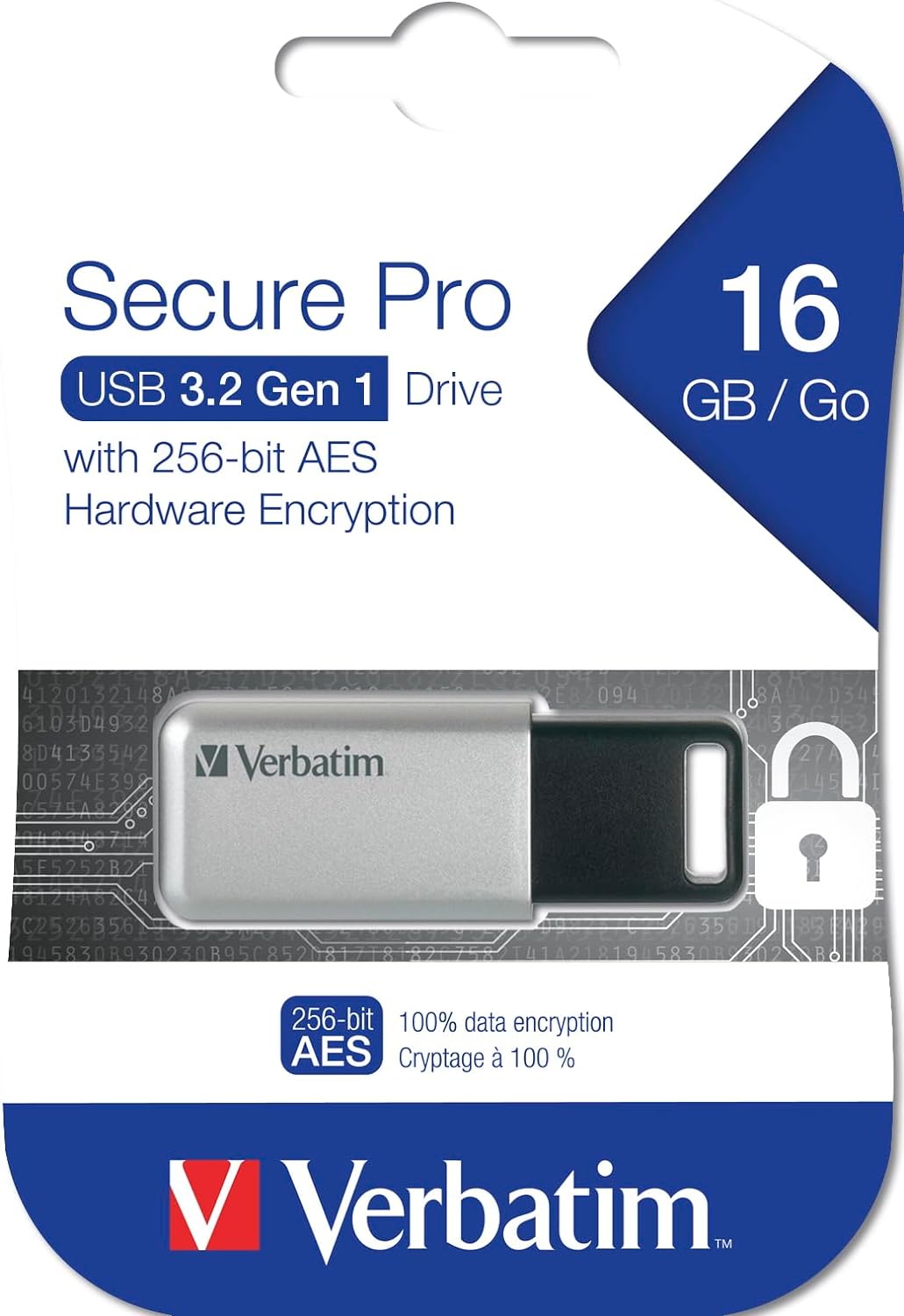 Verbatim Store 'n' Go Secure Pro USB-Stick, USB-3.2 Gen 1, 16GB, Speicherstick mit Kennwortschutz, U
