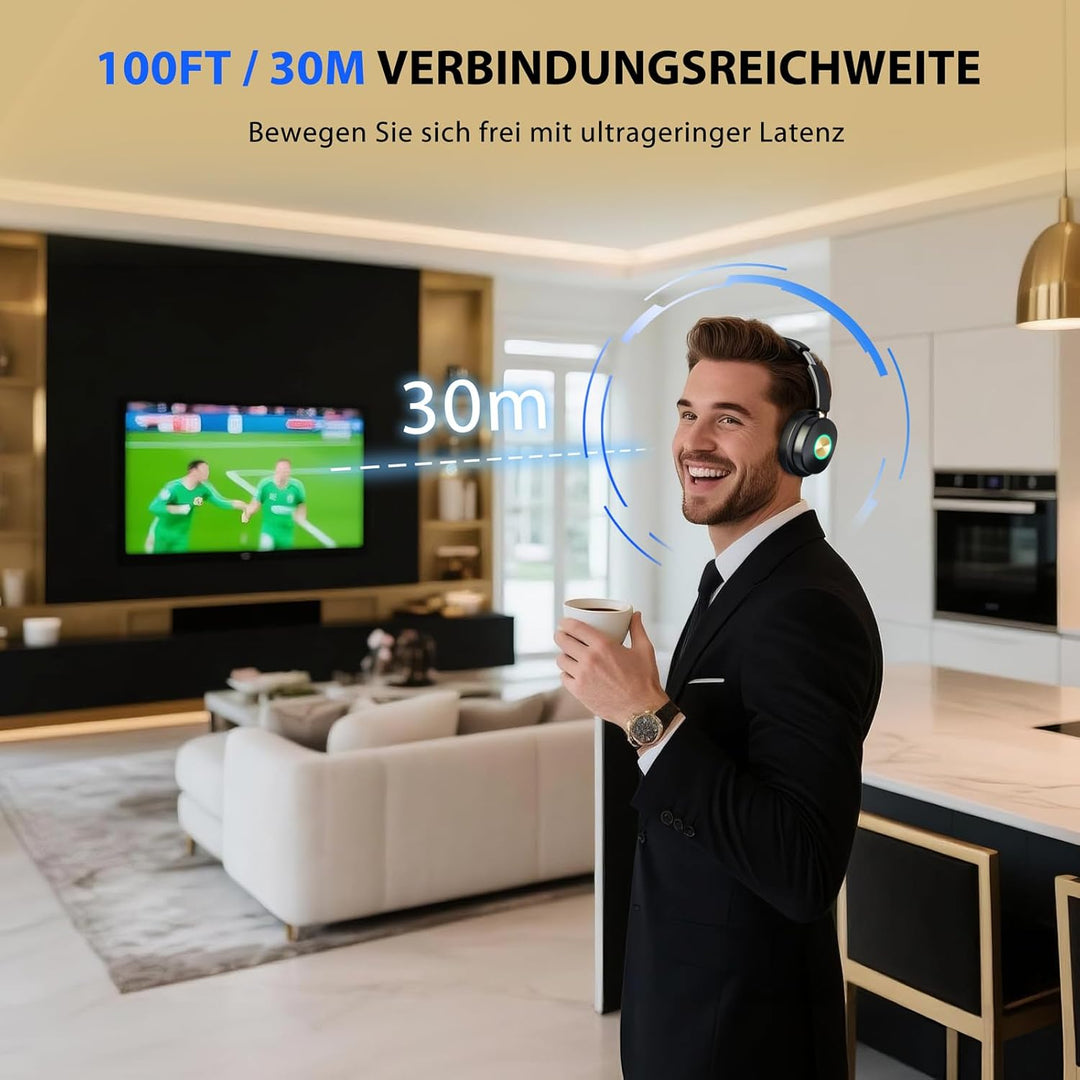 Funkkopfhörer für Fernseher, TV kopfhörer kabellos für Senioren mit Sender-Ladestation Plug-and-play