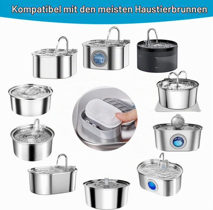 Katzenbrunnen Filter, Vindox 16 Stück Ersatzfilter mit Aktivkohle Kohlefilter für 2L/3.2L/4L Edelsta