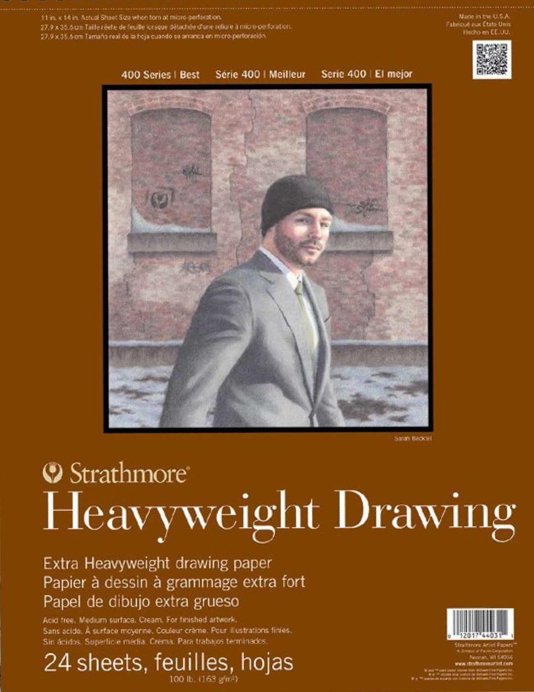 Strathmore 400 Series Heavy Weight Zeichenblock, mittlere Oberfläche, Papier, Weiss, 18" x 24" 18" x