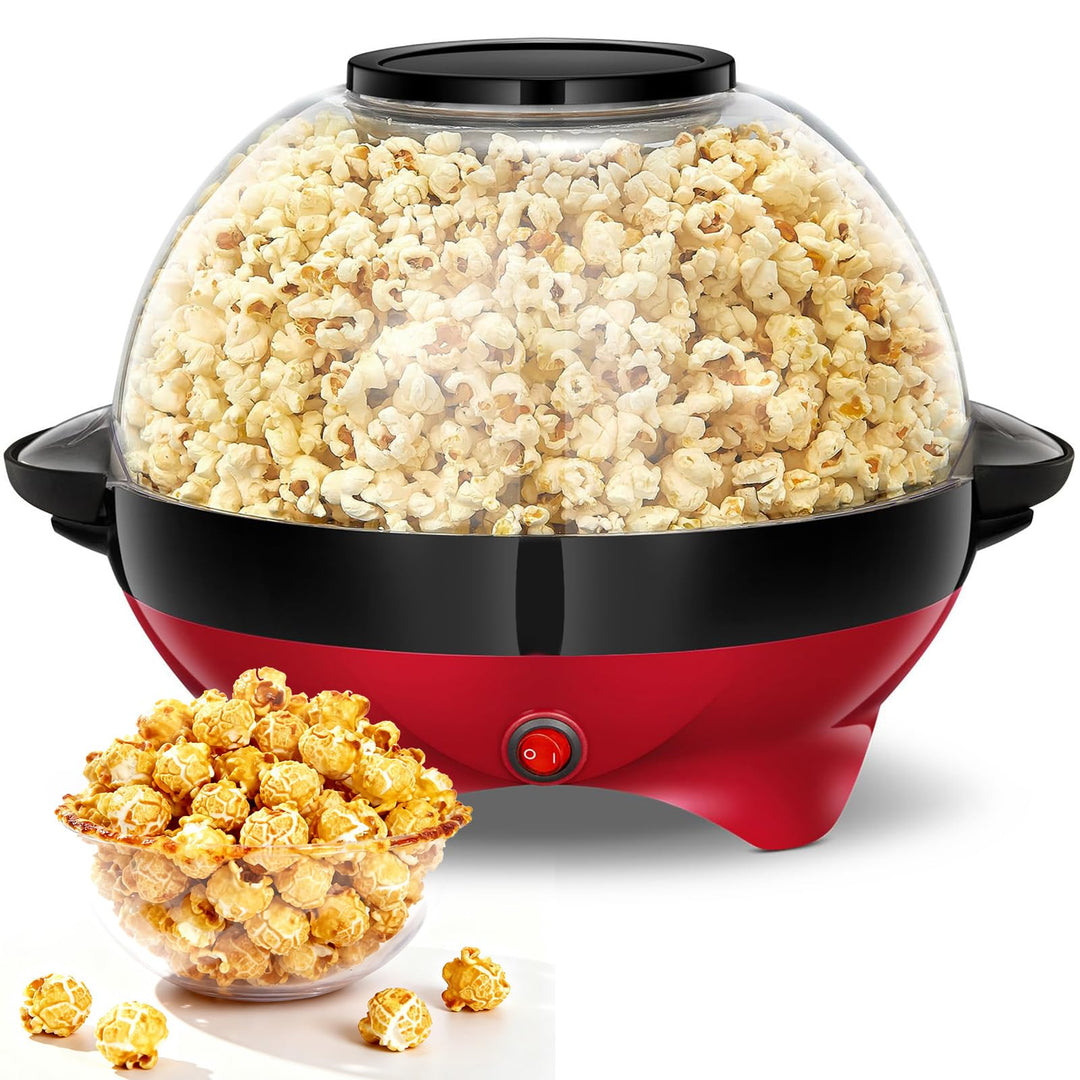 Cozary Popcornmaschine,5L Popcorn-Maker Gross für Zuhause für Zucker, Öl, Butter, mit Abnehmbarer He