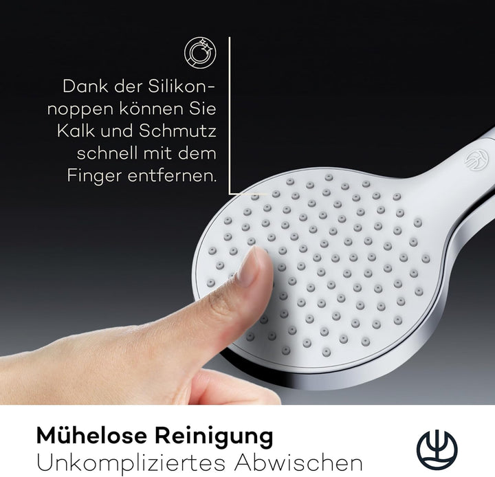 KLUDI-X3 Universal Duschkopf wassersparend als Option, Duschbrause mit 1 Strahlart, reinigungsfreund
