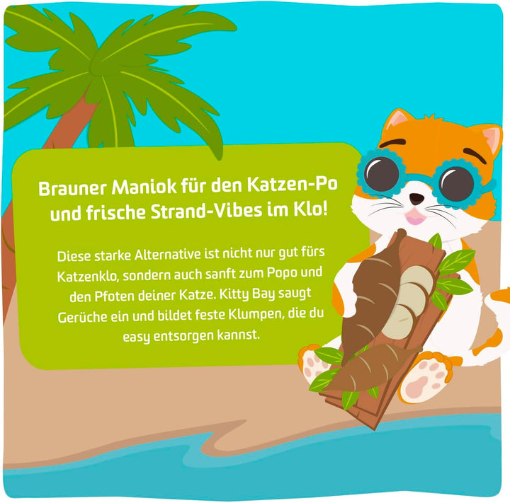 Kitty Bay – Meow Tai – ÖKO Katzenstreu klumpend und staubfrei, 10 Liter Maniok braun 10 L, Maniok br