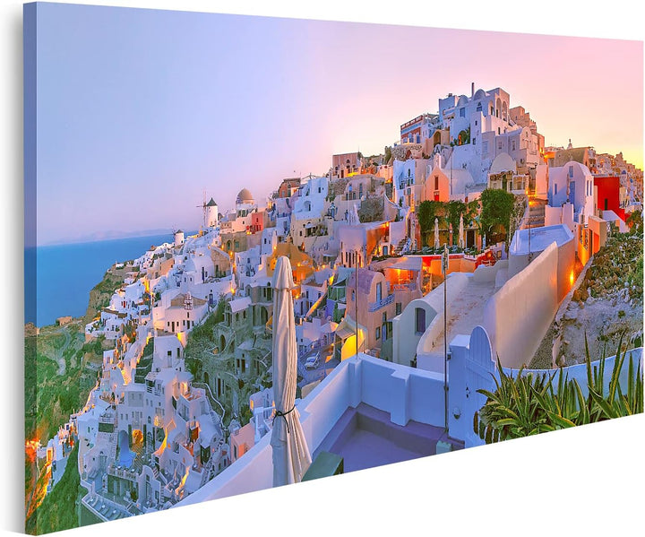 islandburner Bild auf Leinwand Oia Sonnenuntergang Santorini Griechenland Bilder Wandbilder Poster L
