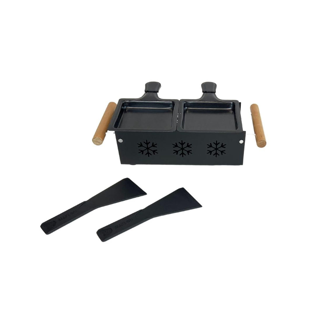 Fackelmann 40191 Raclette-Gerät, Raclette-Gerät für 2 Personen, Käse, Kerze, Holz, Stahl, Nylon, 16