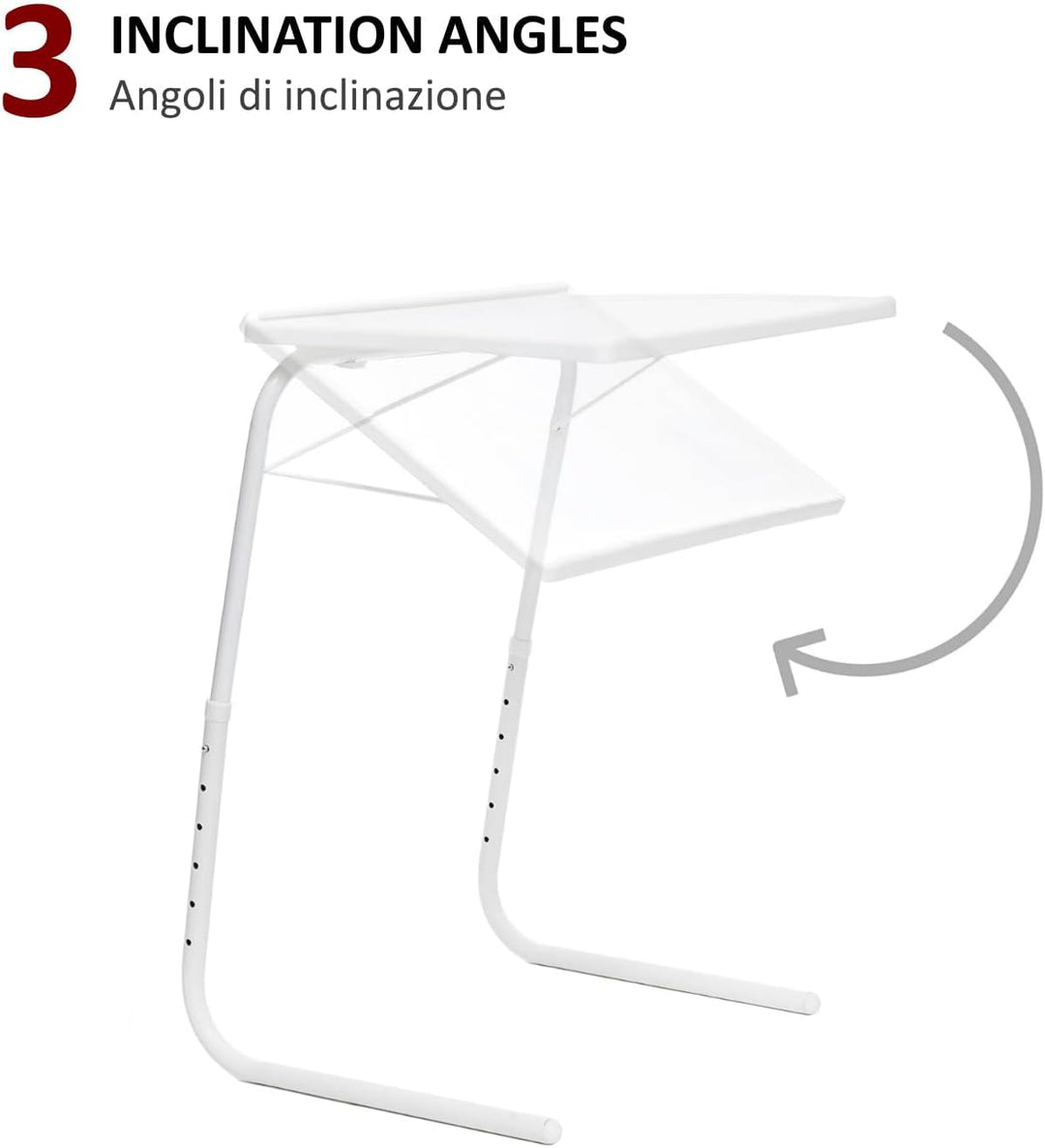 ECOVELO Multifunktionaler Klapptisch Table-Mate mit 6 Höheneinstellungen und 3 Ecken, Verstellbarer