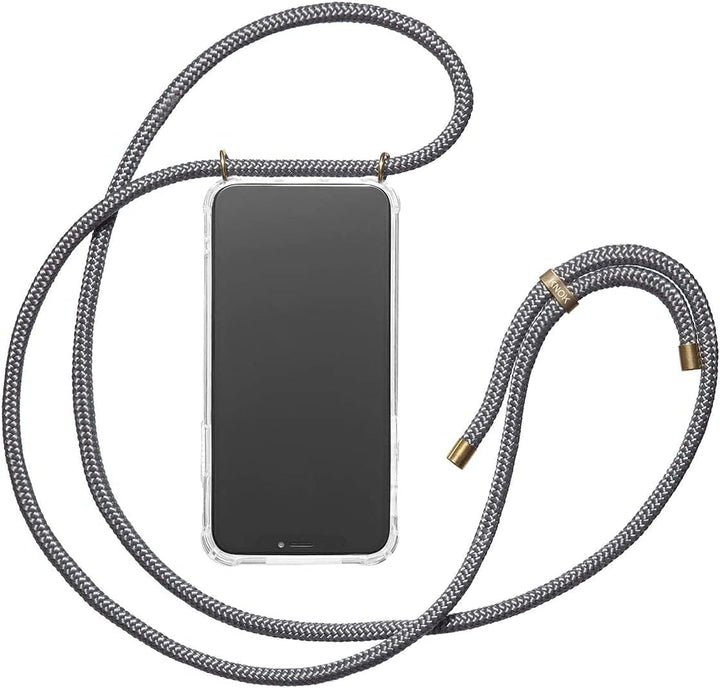 KNOK Premium Handykette für Apple iPhone 13, Grau, transparent, stossfest | Silikonhülle mit fest ve