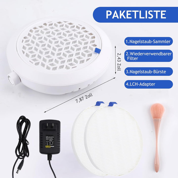 Staubabsaugung Für Nägel Mit Filter，80W Nagelstaubsammler leistungsstarker Vakuumventilator, Staubsa