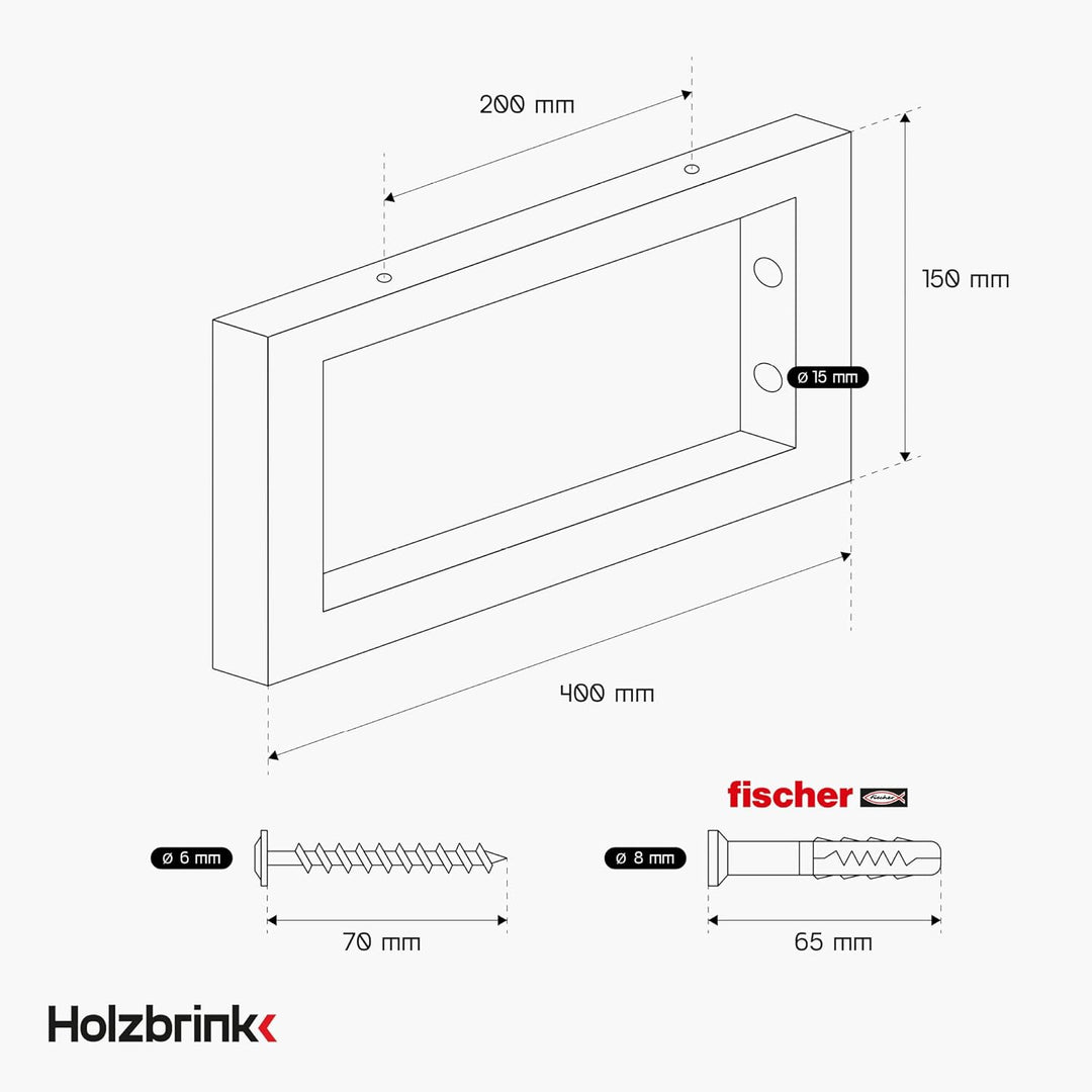 HOLZBRINK 2 Stück Wandkonsole Schwarz für Waschtisch, 300x150 mm, Design und stabil Waschtischhalter