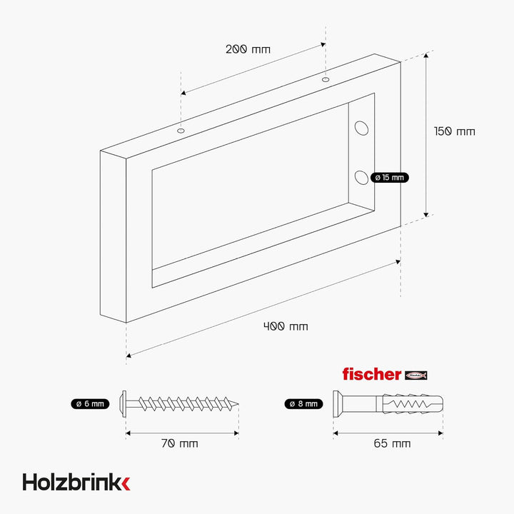 HOLZBRINK 2 Stück Wandkonsole Schwarz für Waschtisch, 300x150 mm, Design und stabil Waschtischhalter