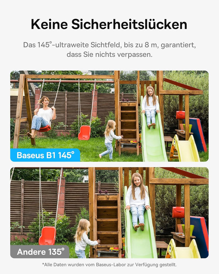 Baseus Security B1 Solocam Überwachungskamera Aussen Kabellos 210Tage, 2K HD, 145 Grad, IP67, Nachts