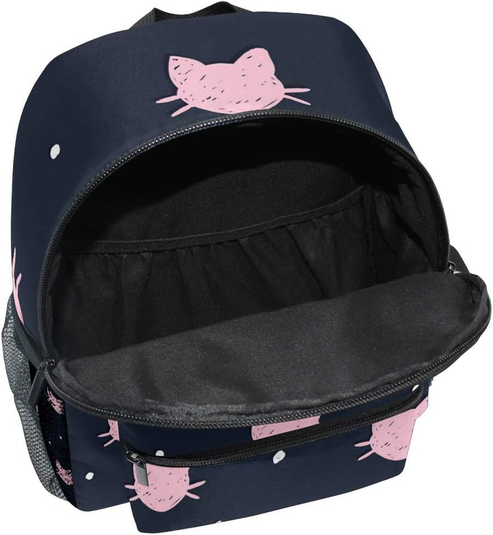 Kinderrucksack Pink Cat Polka Dot Navy Kindergarten Kindergartentasche für Kleinkinder Mädchen Junge