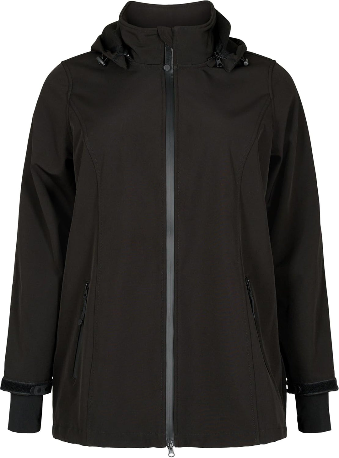 Zizzi Damen Grosse Grössen Softshell Jacke Kurz Kapuze Gr 42-44 Schwarz, 42-44 Schwarz