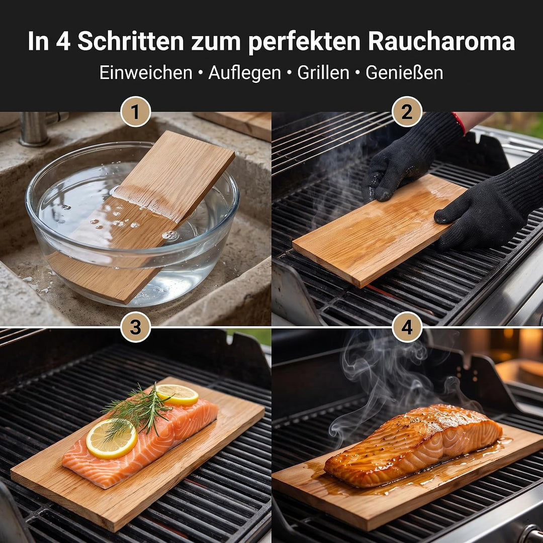 Campingman XXL Räucherbretter Aroma Grillbretter aus Hickoryholz, Grillplatte für Gas-, Kohle- und E