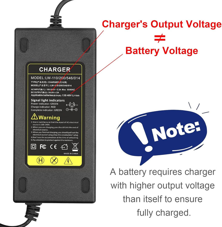 54.6V 48V 2A E-Bike Ladegerät Ladekabel für 48V Akku mit 3pin XLR Stecker für Elektroroller Elektris
