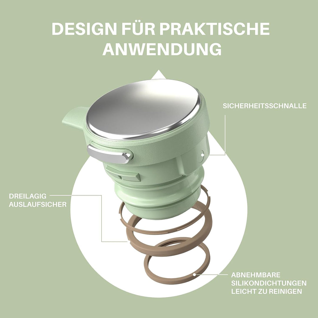 IDEUS® Thermoskanne 2l, Edelstahl Doppelwandige Kaffeekanne Vakuumisolierung Isolierkanne Warmhaltek