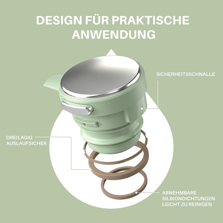 IDEUS® Thermoskanne 2l, Edelstahl Doppelwandige Kaffeekanne Vakuumisolierung Isolierkanne Warmhaltek