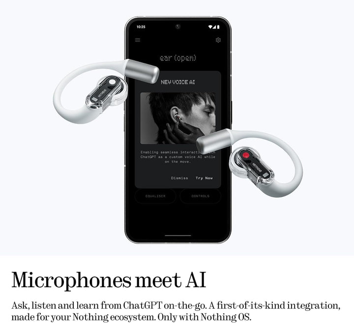 Nothing Ear (Open) Open-Ear-ohrhörer mit Zwei Mikrofone und AI Clear Voice, Open Sound Technology, I