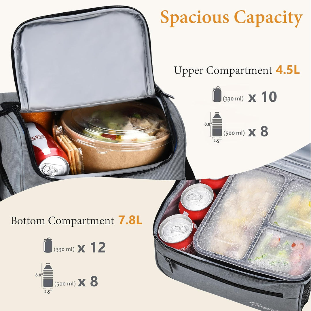 Kato Tirrinia Faltbar Gross Kühltasche 13L(22Dosen), Doppellagige Isoliertasche Lunchtasche Picknick