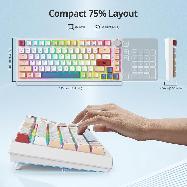 SOLIDEE Verkabelte Mechanische Gaming Tastatur 75 Prozent,hot-swap-fähige Mechanische Tastatur mit G