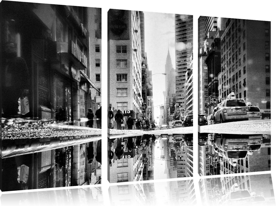 Pixxprint Monocrome, New York Times Square 3-Teiler Leinwandbild 120x80 Bild auf Leinwand