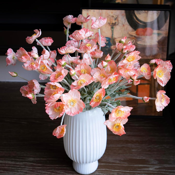 DUYONE Künstliche Blumen mit 6 Stielen, Mohnblumenstrauss, Seide, für Hochzeit, Zuhause, Party-Dekor