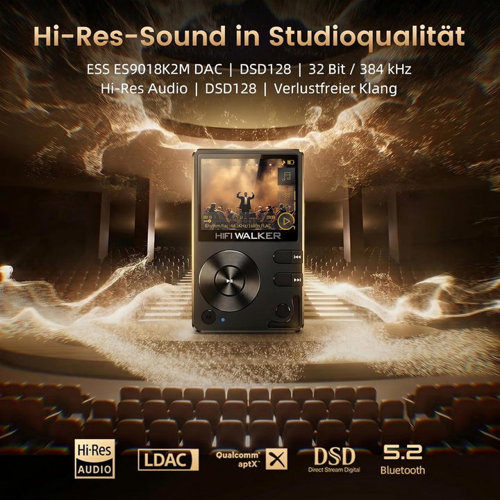 HiFi Walker H2 HiFi MP3 Player mit Bluetooth Verlustfreier DSD DAC Flac High Resolution Music Player