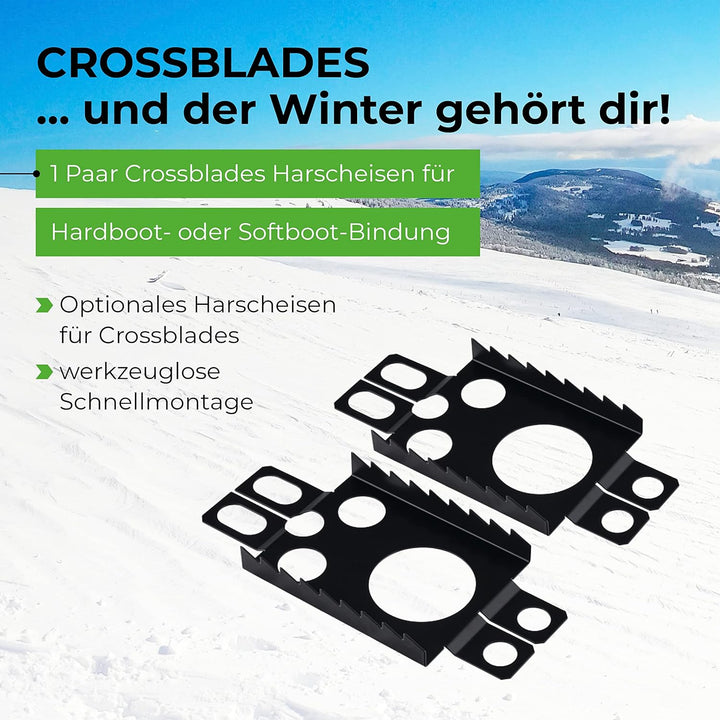 Crossblades Harscheisen Schneeschuhe Schwarz I 3in1 Schneeschuh zum Steigen, Fahren & Gleiten I Welt