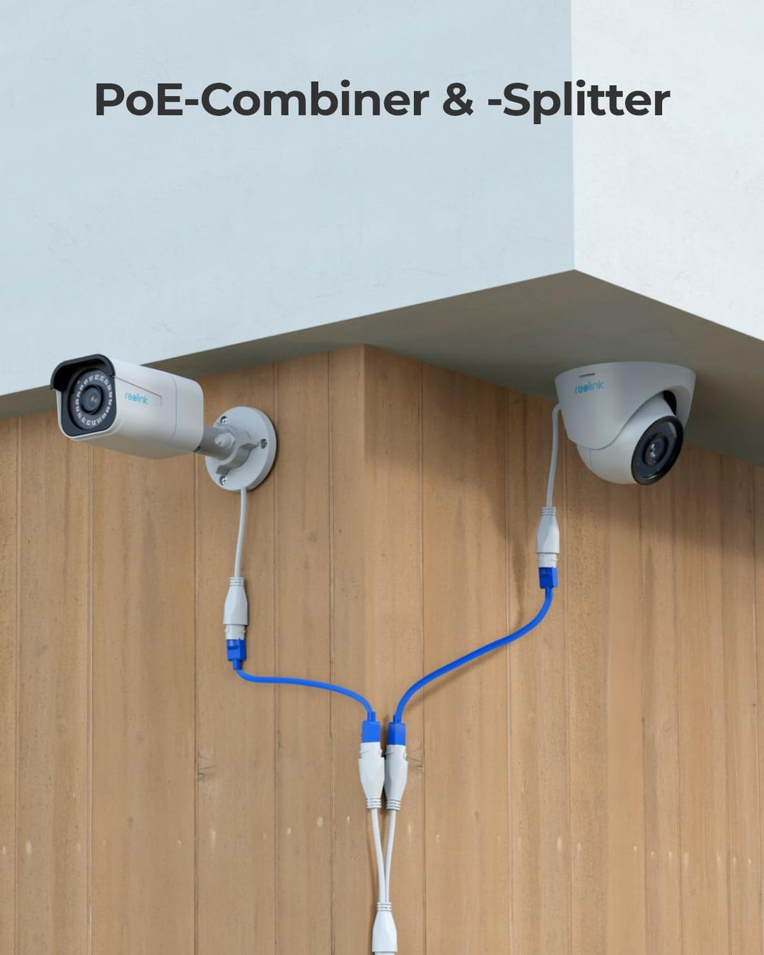 Reolink PoE Combiner &amp; Splitter, Stromversorgung für 2 IP Kameras mit nur 1 Kabel, Unterstützt bis z