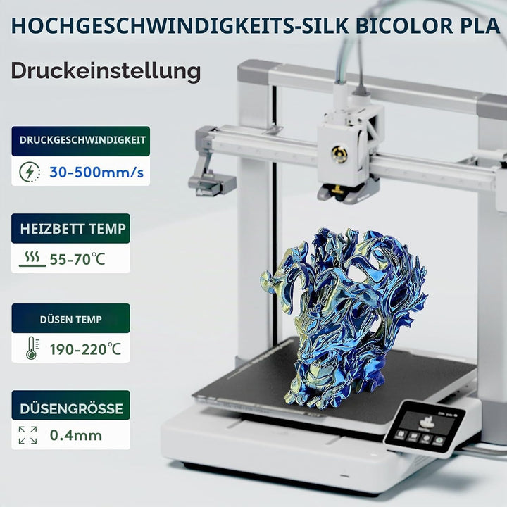 ERYONE Dual Seiden PLA Filament 1.75mm,Co-Extrucsion PLA Seiden Filament für 3D Drucker +/- 0,03 mm,