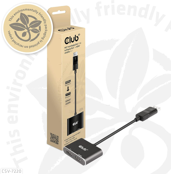 Club 3D MST Hub DisplayPort™ 1.4 auf DisplayPort™ + HDMI™ 4K60Hz St./B. CSV-7220, CSV-7220