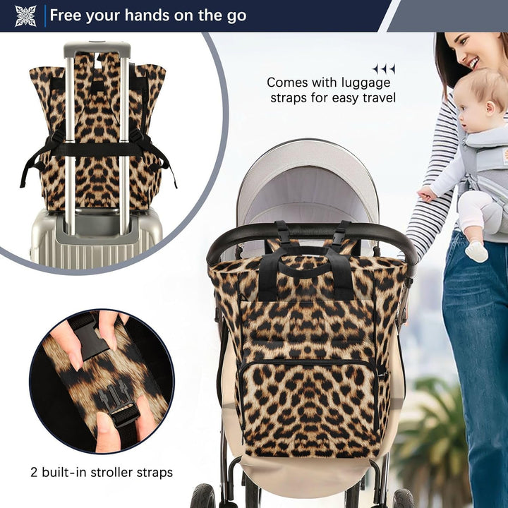 Wickeltasche mit Leopardenmuster, Gepardenmuster, Rucksack für Damen und Herren, grosser Laptop-Ruck