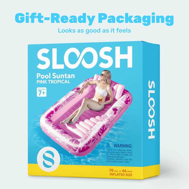 SLOOSH Aufblasbare Tanning Pool, 70" x 46"/ 85" x 57" Grosse aufblasbarer Luftmatratze für Erwachsen