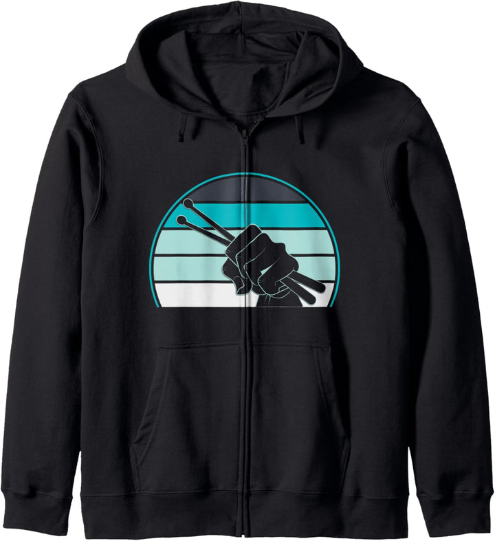 Drummer Musiker Schlagzeuger Retro Schlagzeug Kapuzenjacke