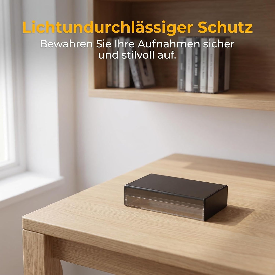 SHINEOFI 4 Stück Doppelseitige Leichte Kunststoff Kassettenbox für Audiokassetten mit Lichtundurchlä