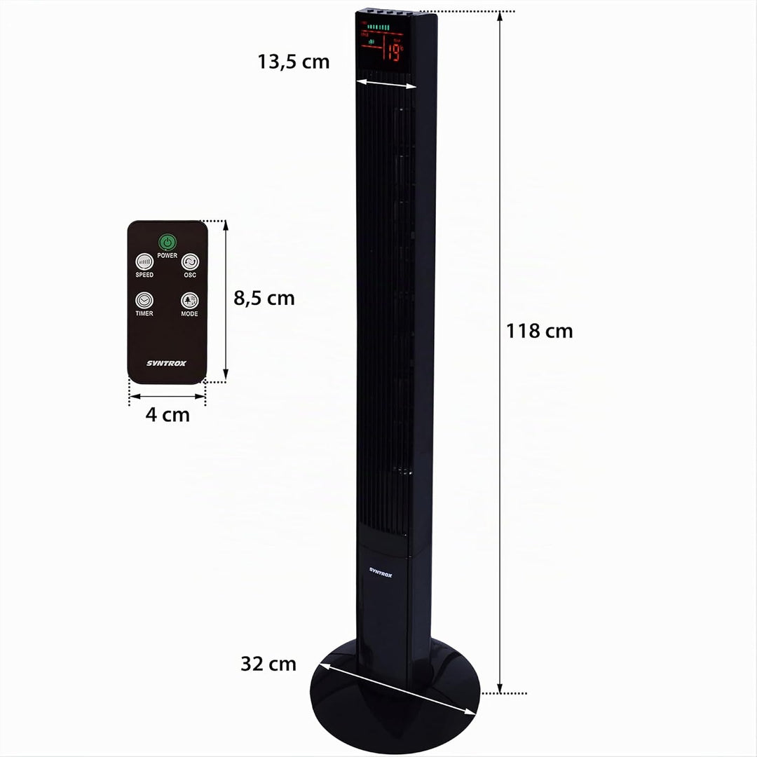 Syntrox Säulenventilator Triforia | Turmventilator | Tower Fan | Turm Tower, mit Fernbedienung, leis