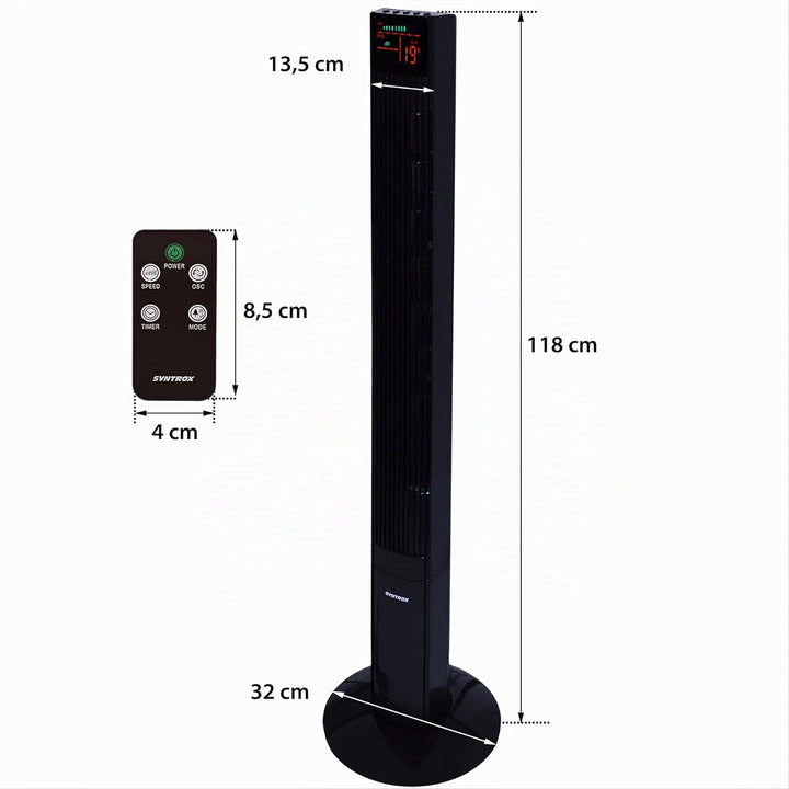 Syntrox Säulenventilator Triforia | Turmventilator | Tower Fan | Turm Tower, mit Fernbedienung, leis